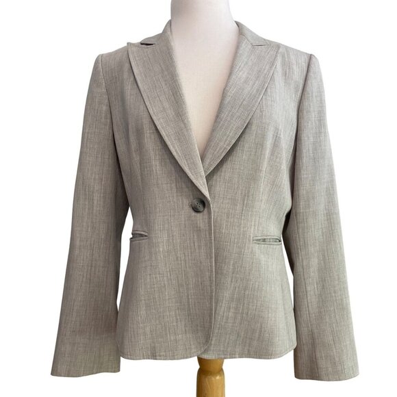 Formal suit jacket Tahari Arthur S. Levine Womens Blazer Light Gray Size 12 - Picture 1 of 12